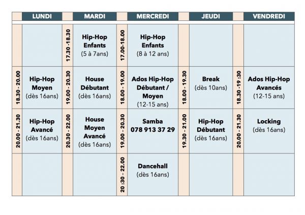Nouveaux horaires