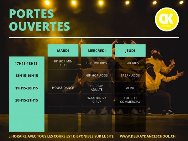 PORTES OUVERTES DU MARDI 26 au JEUDI 28 AOUT 2019
